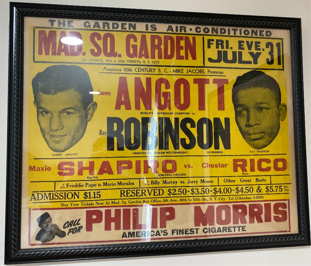 Ray robinson Vs Sammy angott 1942 on-site poster ultra rare