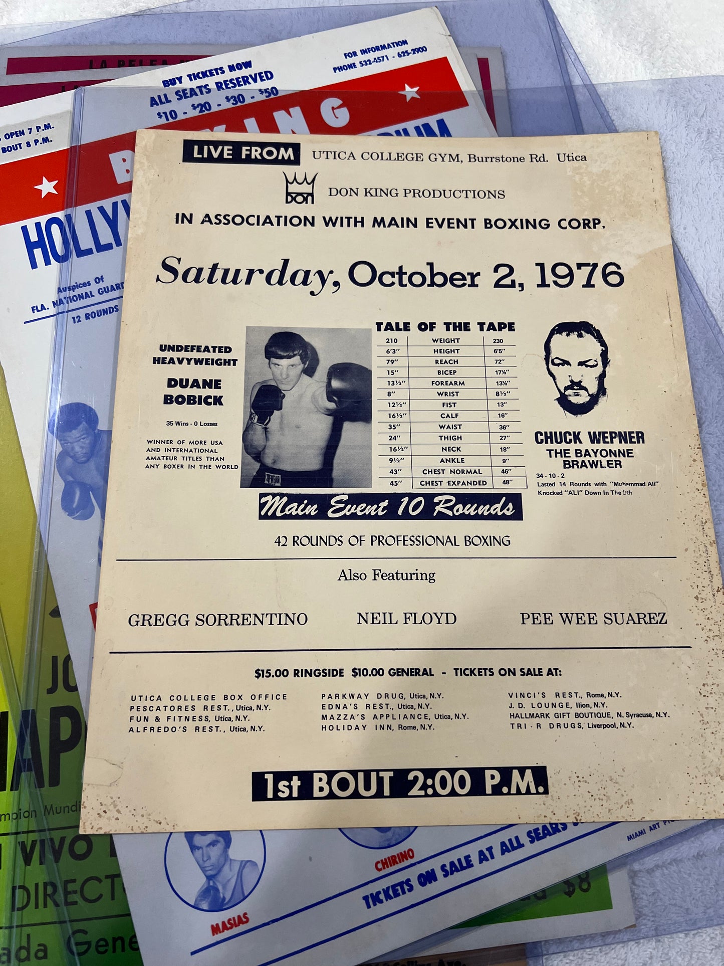 Chuck Wepner Vs Duane Bobick on-site poster 1976 don king