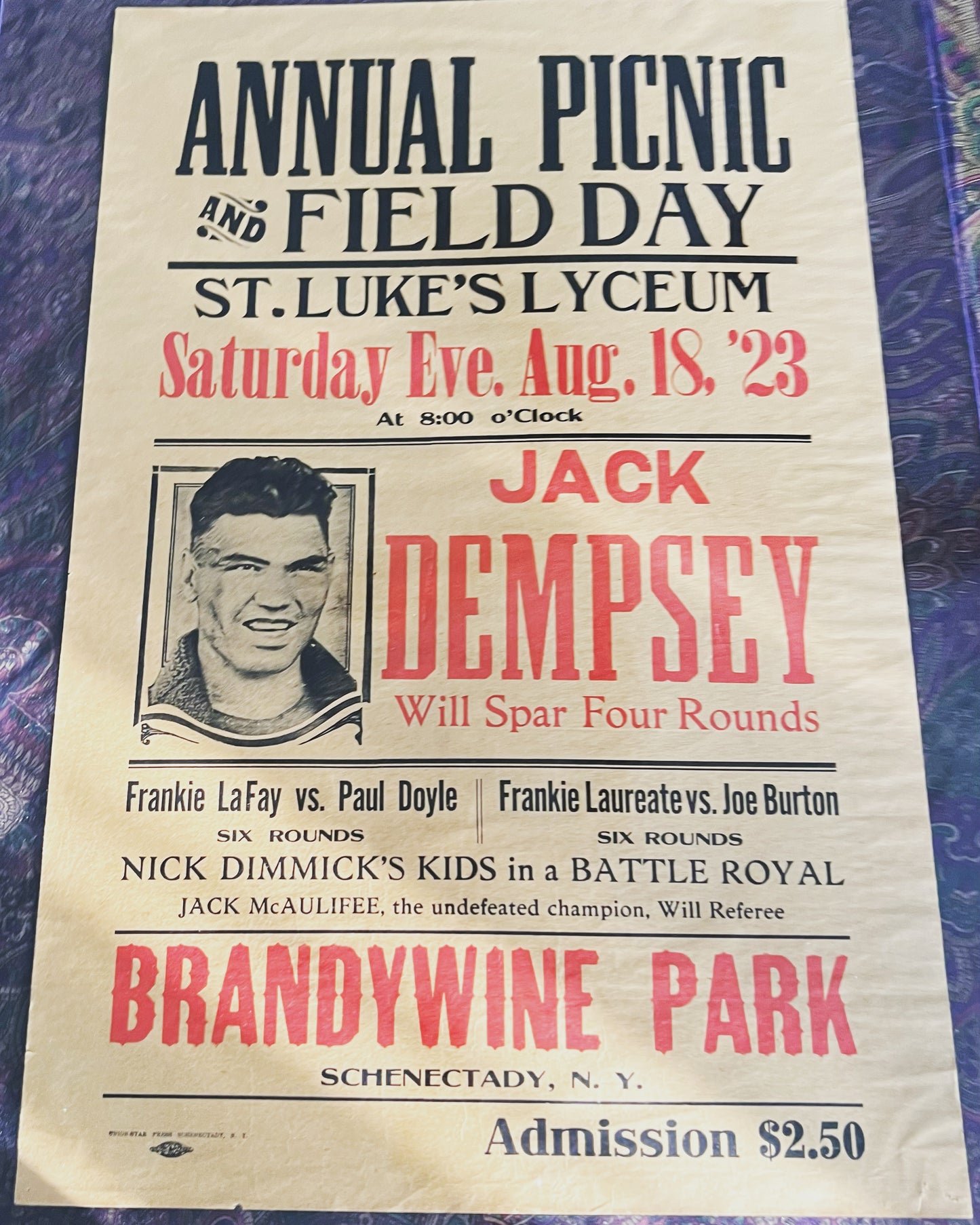 Jack Dempsey 1923 exhibition poster