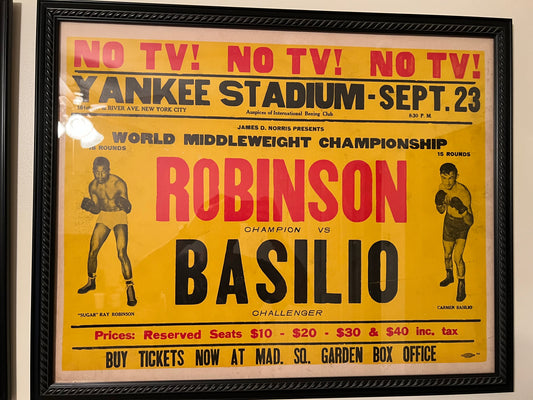 Sugar Ray Robinson Vs Carmen Basilio on-site 1957 poster 22x28