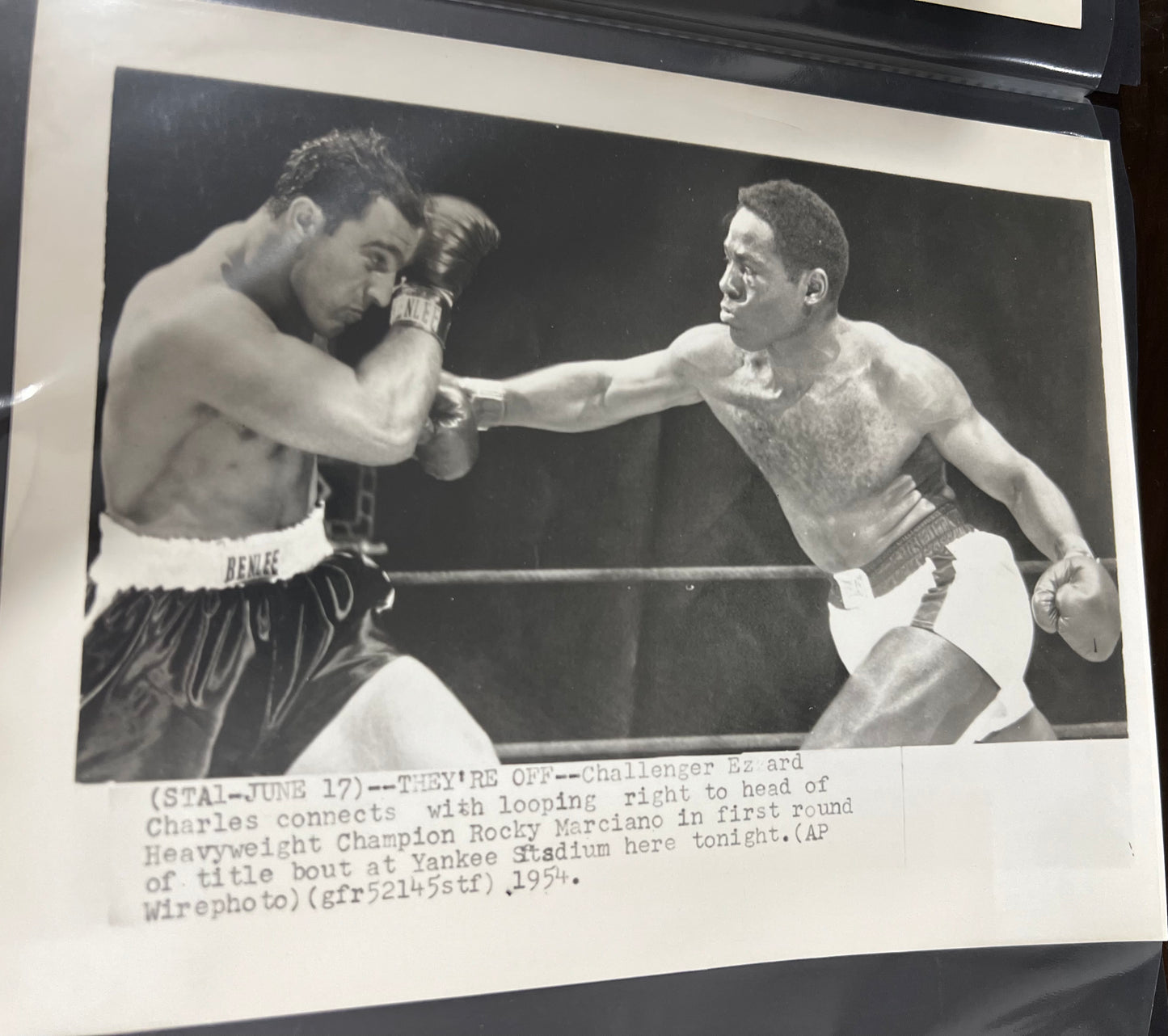 Rocky Marciano Vs Ezzard Charles 1954 7x9 wire photo