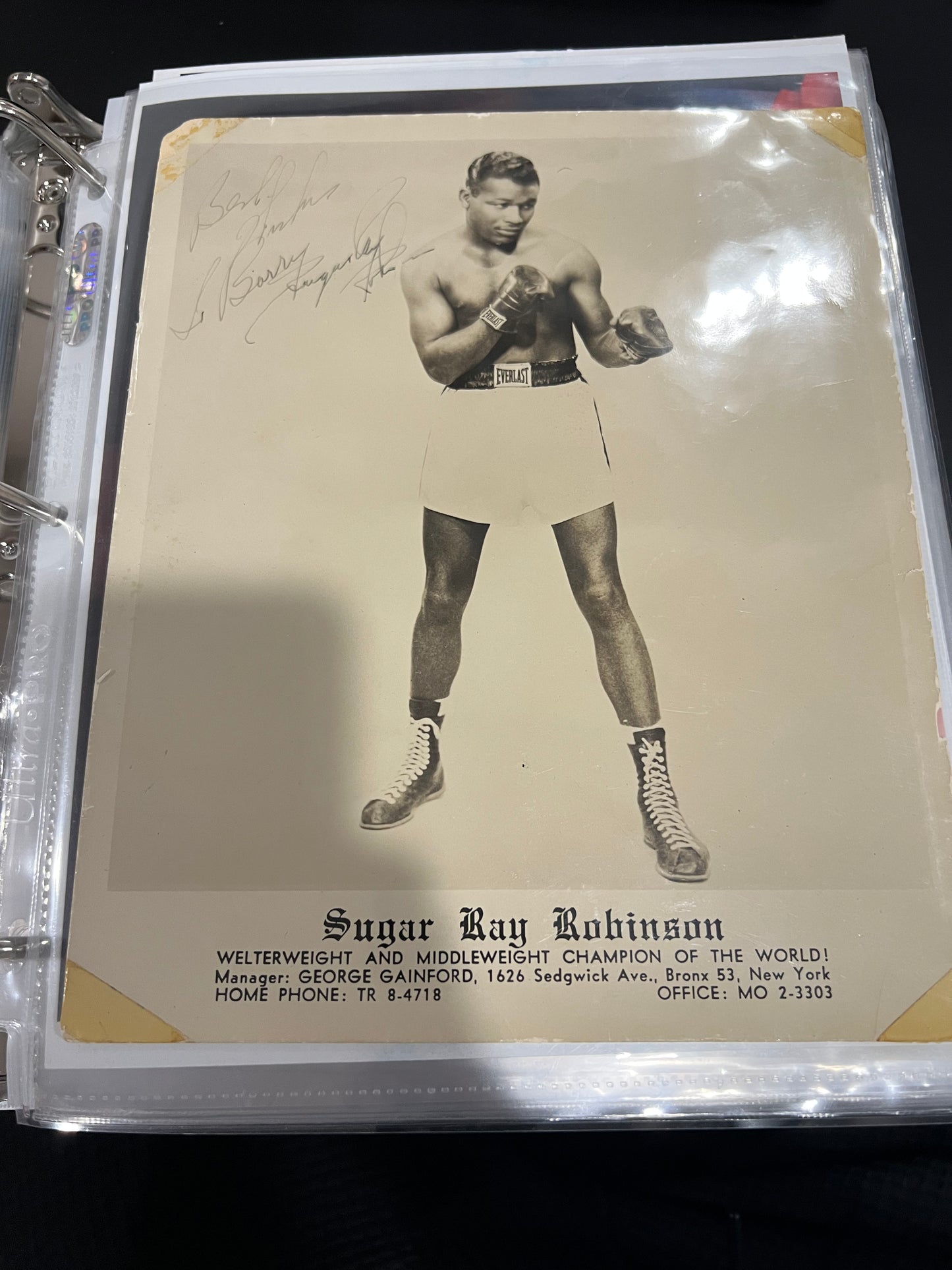 Sugar Ray Robinson hand signed early promotional photo (JSA PSA BECKETT Guarantee or full refund for life)
