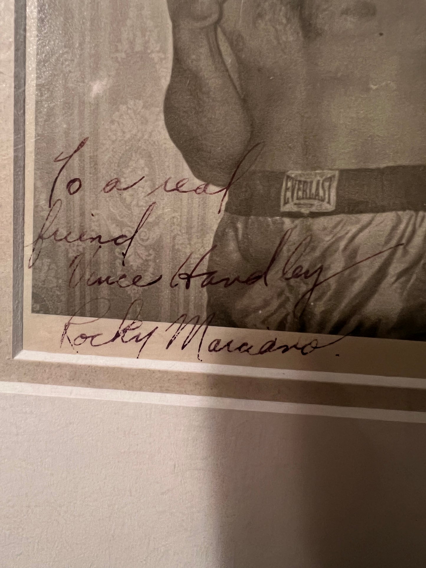 Rocky Marciano hand signed original photo signed to vince Handley 4x5 young image rare
