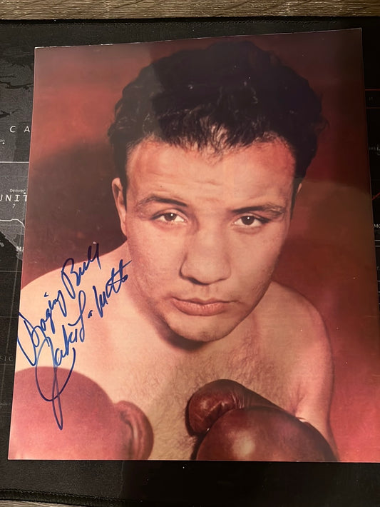Jake La motta hand signed 8x10 w raging bull inscription